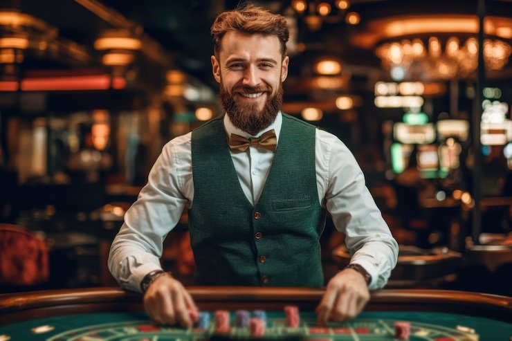 Antarmuka meja live dealer carlotta dengan dealer profesional dan tampilan HD multi-kamera